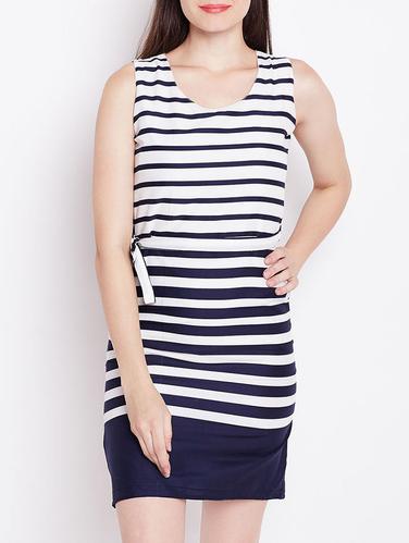Self tie belt striped dress - 14914954 - Very Small Image - 1