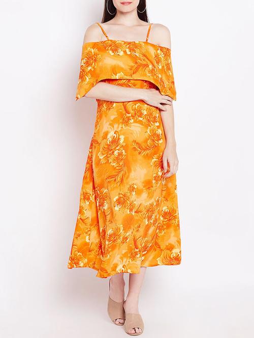 yellow printed a-line dress - 14914972 - Standard Image - 1