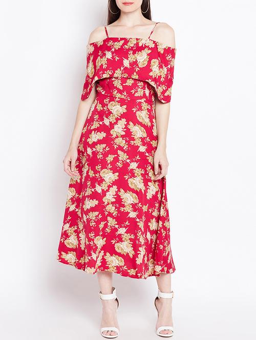 red printed a-line dress - 14914977 - Very Small Image - 1