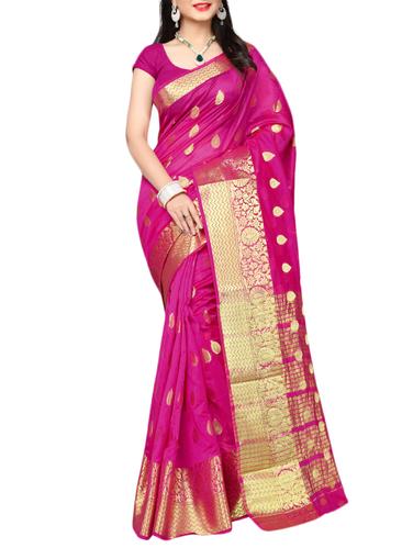 pink cotton silk banarasi saree with blouse - 14915194 - Very Small Image - 1