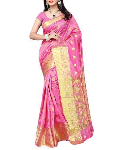 pink cotton silk banarasi saree with blouse - 14915195 - Very Small Image - 1