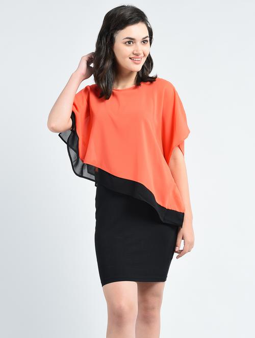 orange solid layered dress - 14915216 - Standard Image - 1