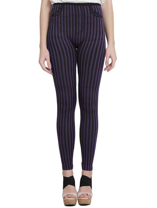 purple striped cotton jegging - 14915598 - Standard Image - 1