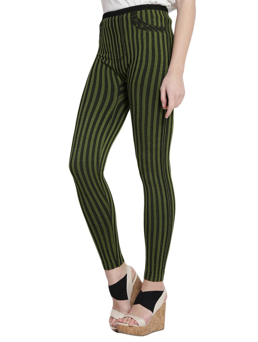 green striped cotton jegging - 14915601 - Zoom Image - 2