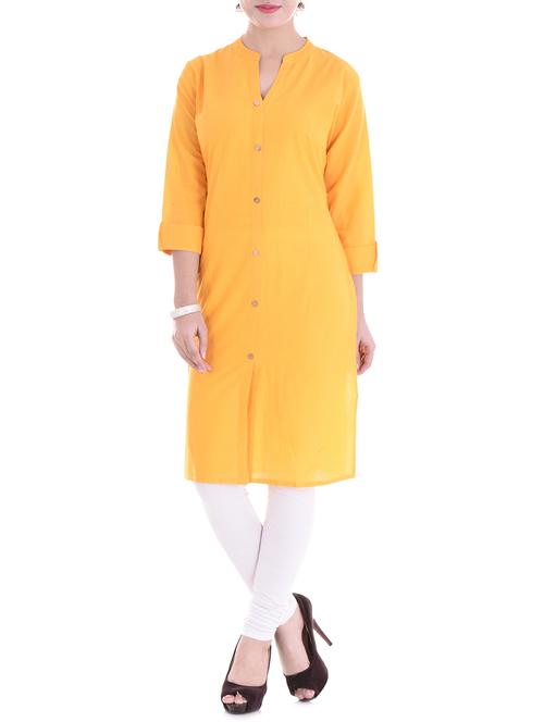 yellow cotton kurta - 14915938 - Standard Image - 1