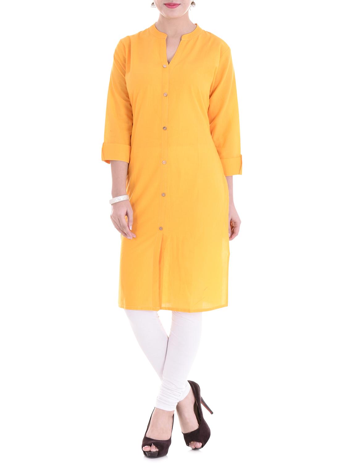 yellow cotton kurta - 14915938 - Zoom Image - 1