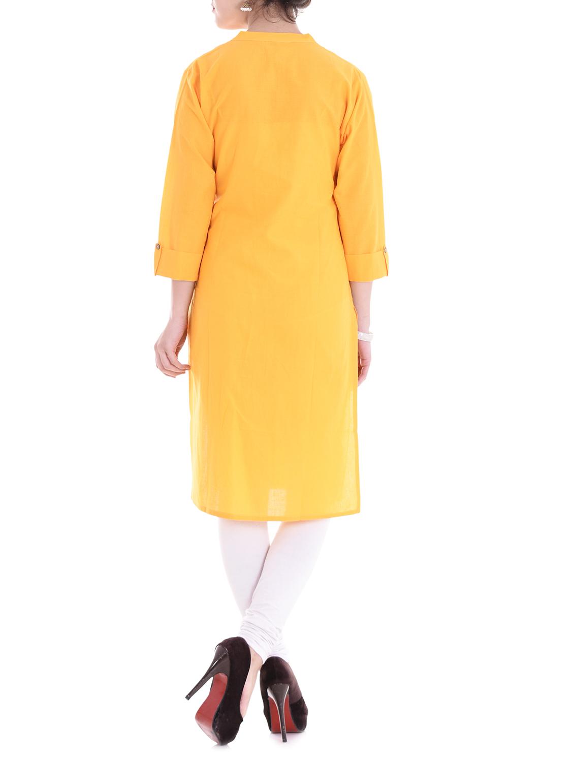 yellow cotton kurta - 14915938 - Zoom Image - 3