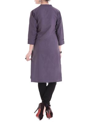 purple cotton straight kurta - 14915942 - Standard Image - 3