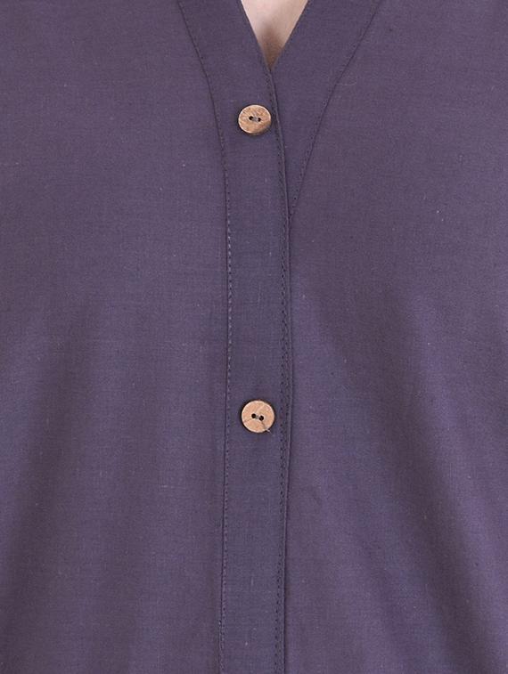 purple cotton straight kurta - 14915942 - Zoom Image - 4