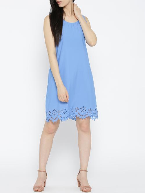 solid blue a-line dress - 14915961 - Standard Image - 1