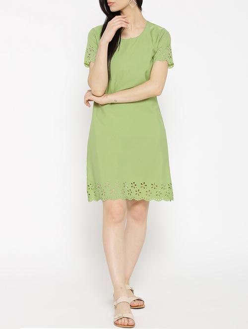 Solid green a-line dress - 14915977 - Standard Image - 1