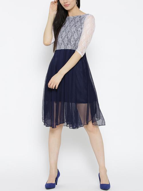 Floral mesh boat neck dress - 14915978 - Standard Image - 1
