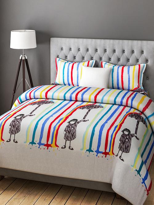 COTTON DOUBLE BEDSHEET WITH 2 PILLOW COVERS - 14916164 - Standard Image - 1