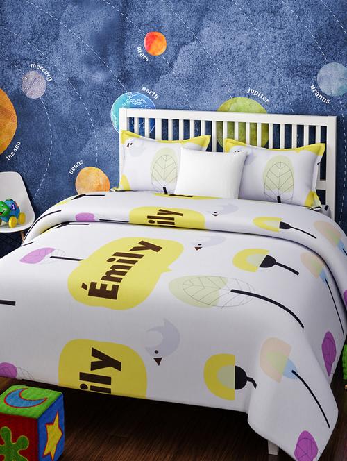 CARTOON PRINT DOUBLE BEDSHEET WITH 2 PILLOW COVERS - 14916206 - Standard Image - 1