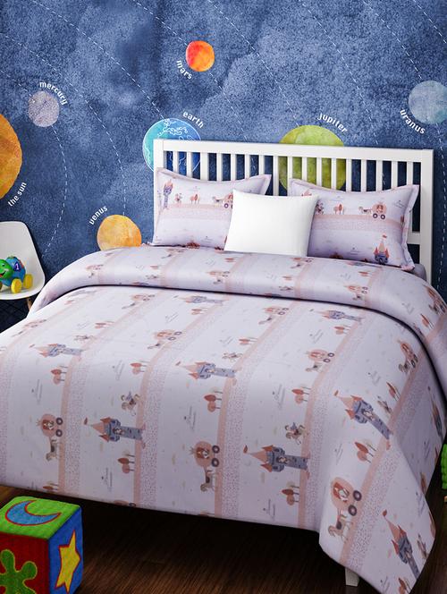 CARTOON PRINT DOUBLE BEDSHEET WITH 2 PILLOW COVERS - 14916214 - Standard Image - 1