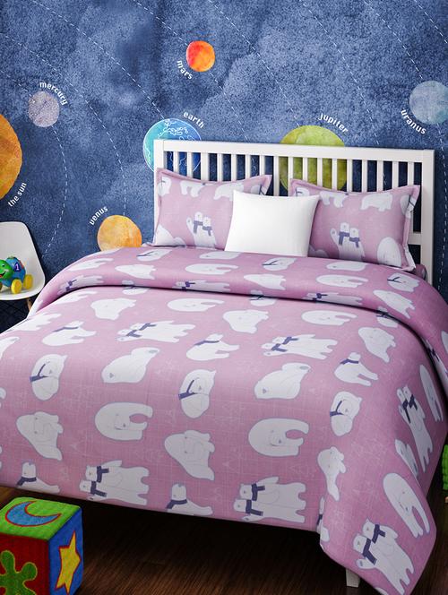 CARTOON PRINT DOUBLE BEDSHEET WITH 2 PILLOW COVERS - 14916217 - Standard Image - 1