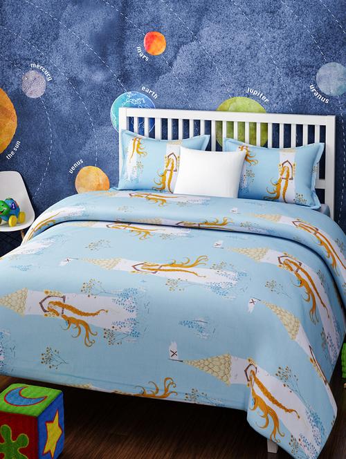 KIDS PRINCESS BLUE AND WHITE BEDSHEET SET - 14916228 - Standard Image - 1
