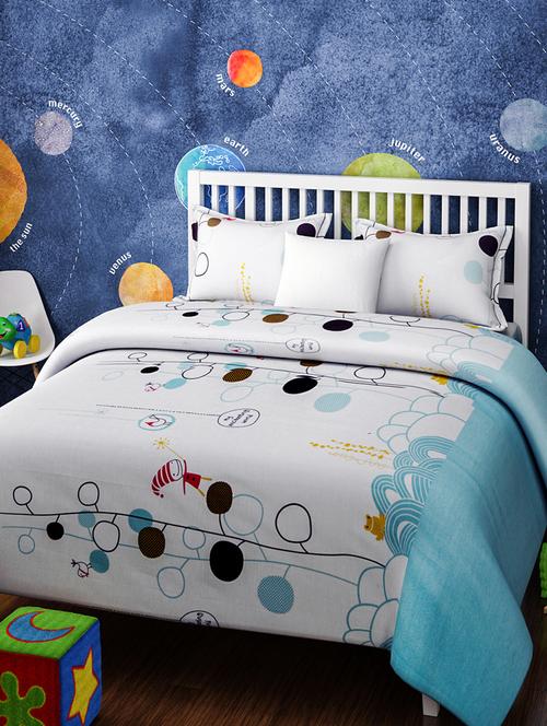 KIDS FAIRYLAND WHITE AND BLUE BEDSHEET SET - 14916231 - Standard Image - 1