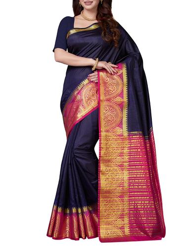 blue art silk woven saree with blouse - 14916431 - Very Small Image - 1