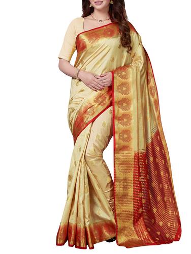 beige art silk woven saree with blouse - 14916435 - Very Small Image - 1