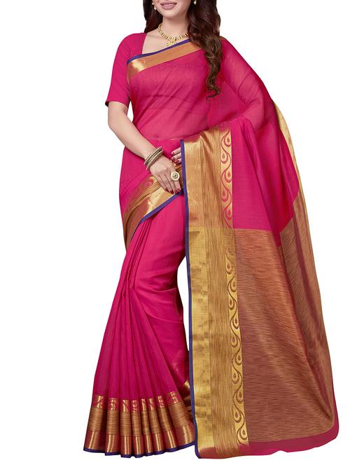 pink chanderi saree with blouse - 14916440 - Very Small Image - 1