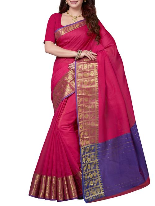 pink chanderi saree with blouse - 14916441 - Very Small Image - 1
