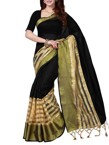 black art silk woven saree with blouse - 14916454 - Very Small Image - 1