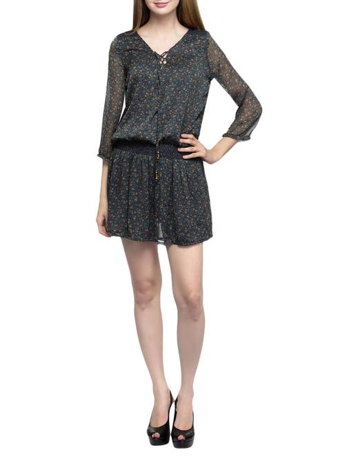 green printed blouson dress - 14916476 - Very Small Image - 1