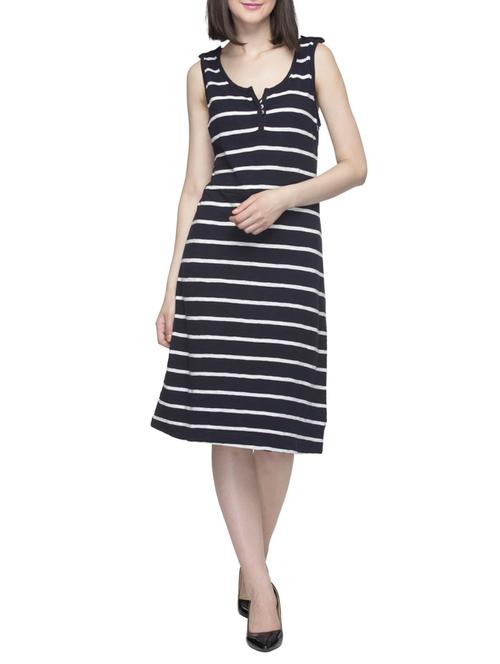 Black striped a-line dress - 14916480 - Standard Image - 1