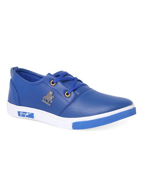 blue leatherette lace up sneaker - 14916591 - Standard Image - 1