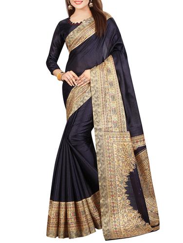 blue khadi printed saree with blouse - 14916653 - Very Small Image - 1