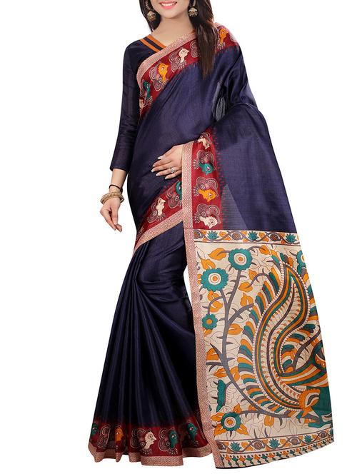 blue khadi printed saree with blouse - 14916657 - Very Small Image - 1