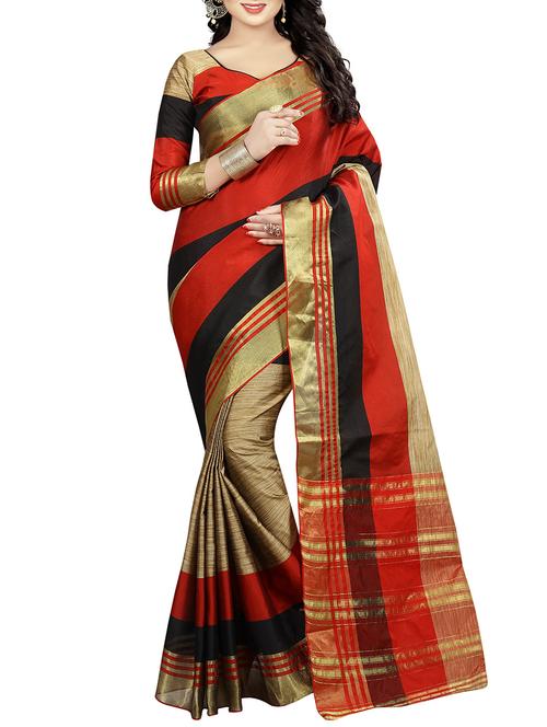 multi cotton woven saree with blouse - 14916903 - Very Small Image - 1