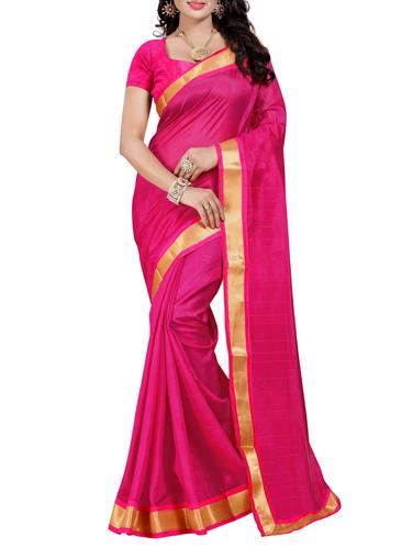 pink chanderi bordered saree with blouse - 14916986 - Very Small Image - 1