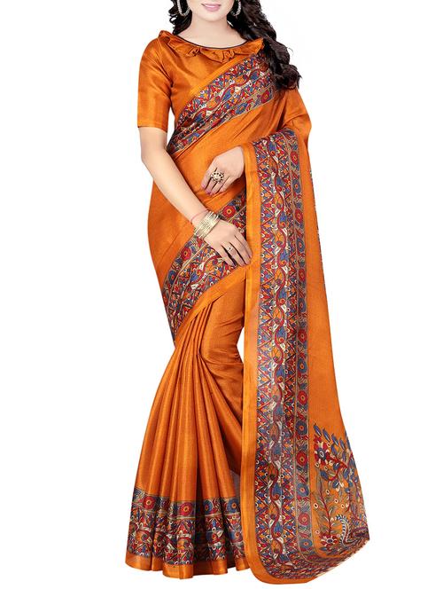 yellow khadi printed saree with blouse - 14917117 - Very Small Image - 1