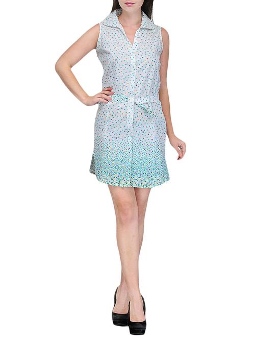 multicolored printed belted shirt dress - 14917227 - Very Small Image - 1