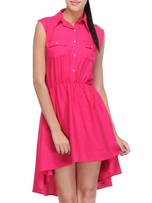 pink solid asymmetrical dress - 14917231 - Standard Image - 1