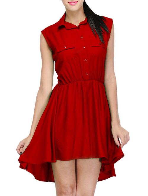 red solid asymmetrical dress - 14917232 - Very Small Image - 1