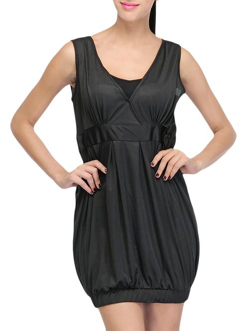 black solid blouson dress - 14917243 - Very Small Image - 1