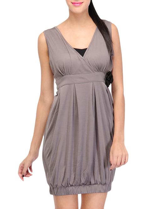 grey solid blouson dress - 14917244 - Standard Image - 1