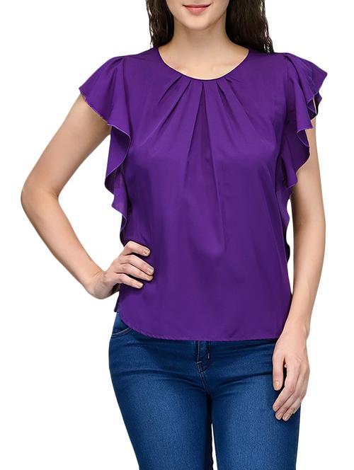 purple crepe ruffle top - 14917255 - Very Small Image - 1