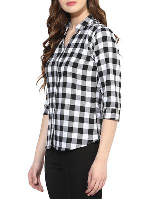 black cotton checkered shirt - 14917275 - Standard Image - 2