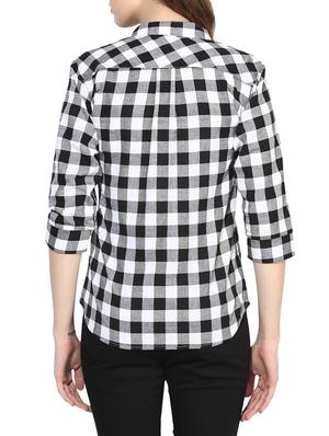 black cotton checkered shirt - 14917275 - Standard Image - 3