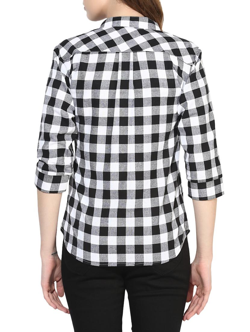 black cotton checkered shirt - 14917275 - Zoom Image - 3