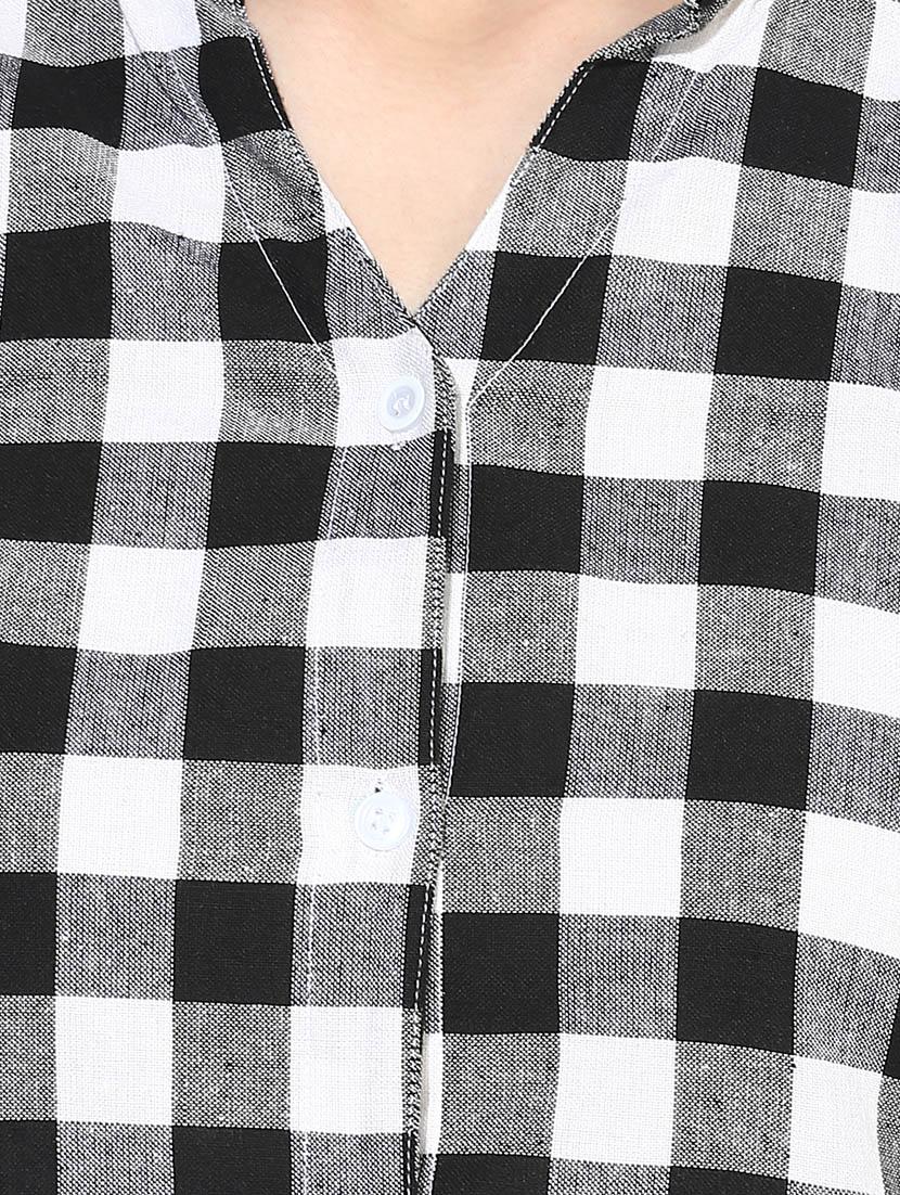 black cotton checkered shirt - 14917275 - Zoom Image - 4