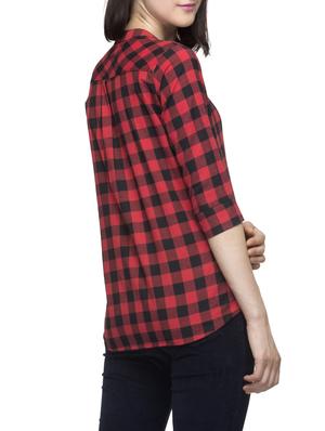 red cotton checkered shirt - 14917276 - Standard Image - 3