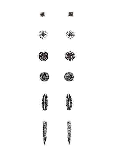 silver copper studs (set of 6) earrings - 14918532 - Very Small Image - 1