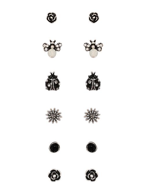 silver copper studs (set of 6) earrings - 14918534 - Very Small Image - 1