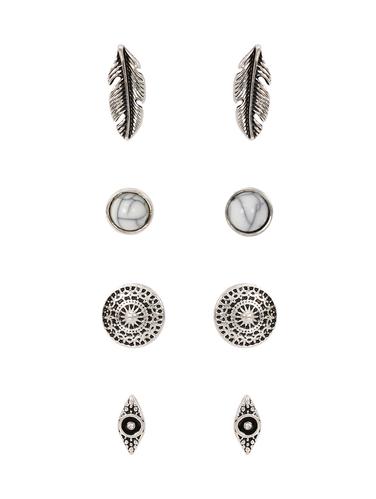 silver copper studs (set of 6) earrings - 14918538 - Very Small Image - 1