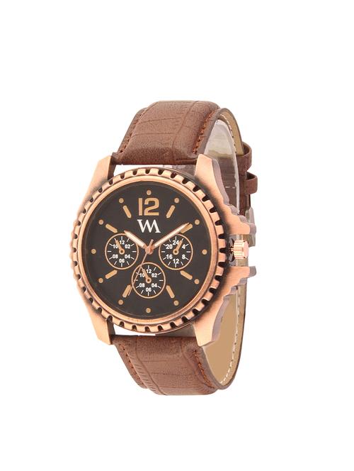 Watch Me Black Dial Brown Leather Strap Watch for Men AWC-008 - 14918670 - Standard Image - 1
